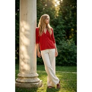 Pendleton Red VTG Classic 100% Cotton Cardi With Pockets Size Small